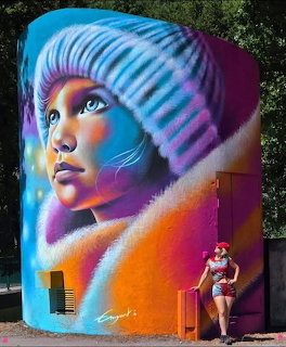 Colorful Girl Street Art Mural