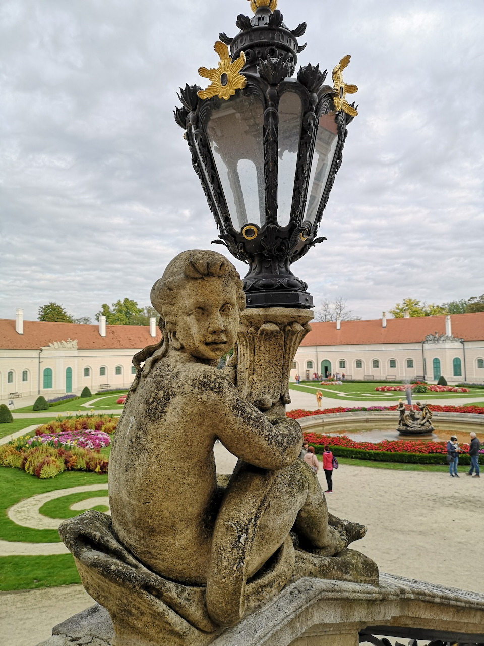 Baroque yellow Esterházy Palace facade in Fertőd, Hungary