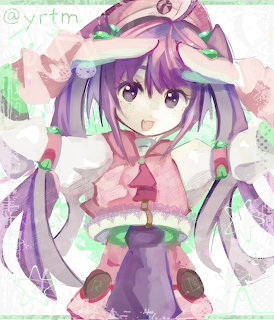 Anime girl with purple twin-tails, pink ribbons, and pastel clothing in kawaii art style