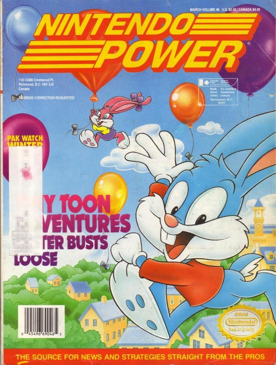 Nintendo Power Issue 46 cover with Tiny Toon Adventures characters