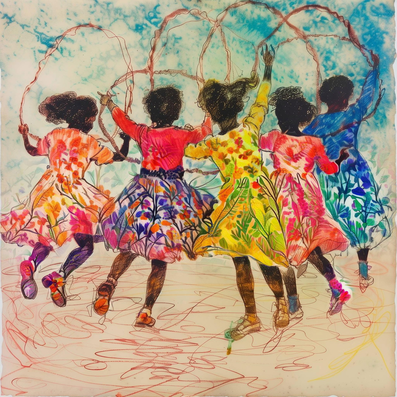 African Women Dancing Circle