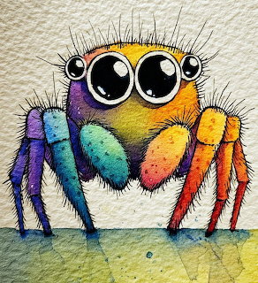Watercolor Rainbow Jumping Spider