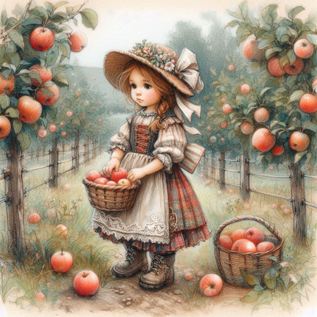 Girl Picking Apples