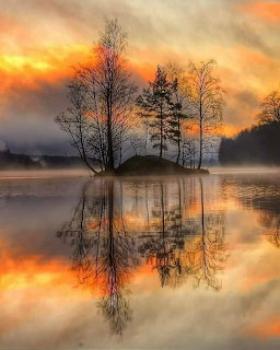 Misty Sunset Reflection