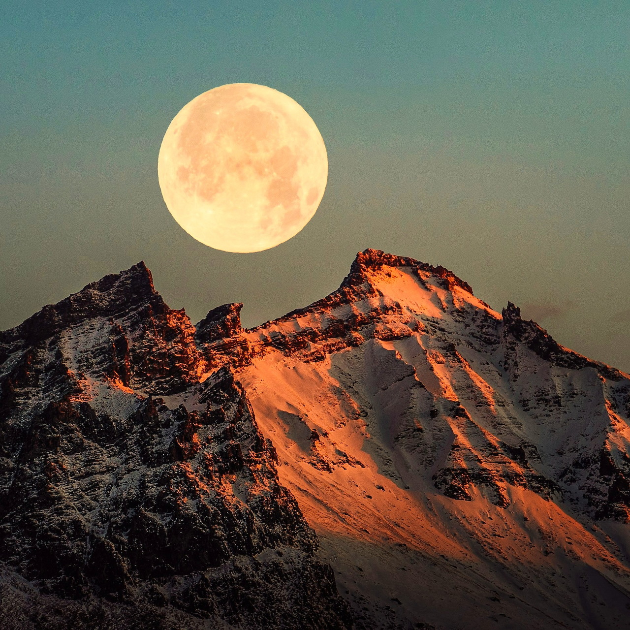 Iceland Moon Over Mountains