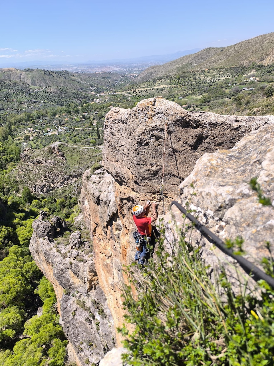 Steep rocky cliffs and river at Los Cahorros gorge near Granada, Spain
