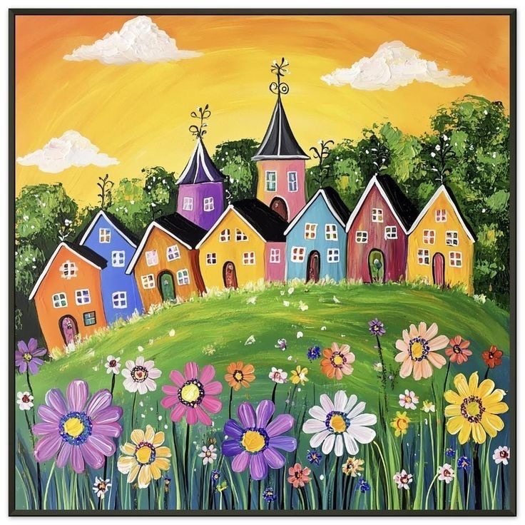 Colorful Village on a Hill