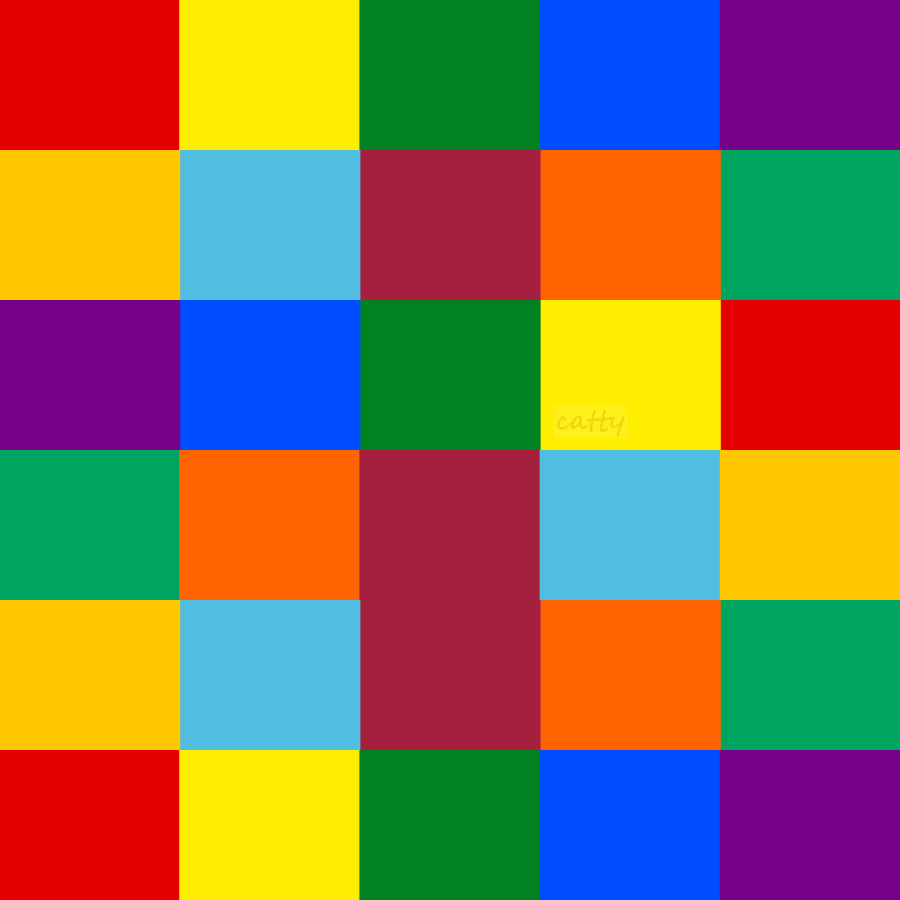 Geometric grid pattern with solid colored squares in rainbow colors