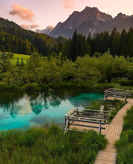 Alpine Lake Wooden Boardwalk