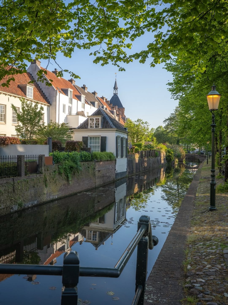 Canal in Amersfoort lined with historic Dutch houses