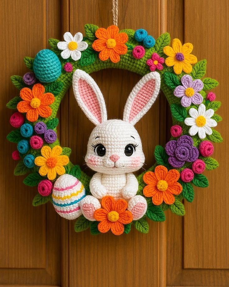 Easter Bunny Crochet Wreath