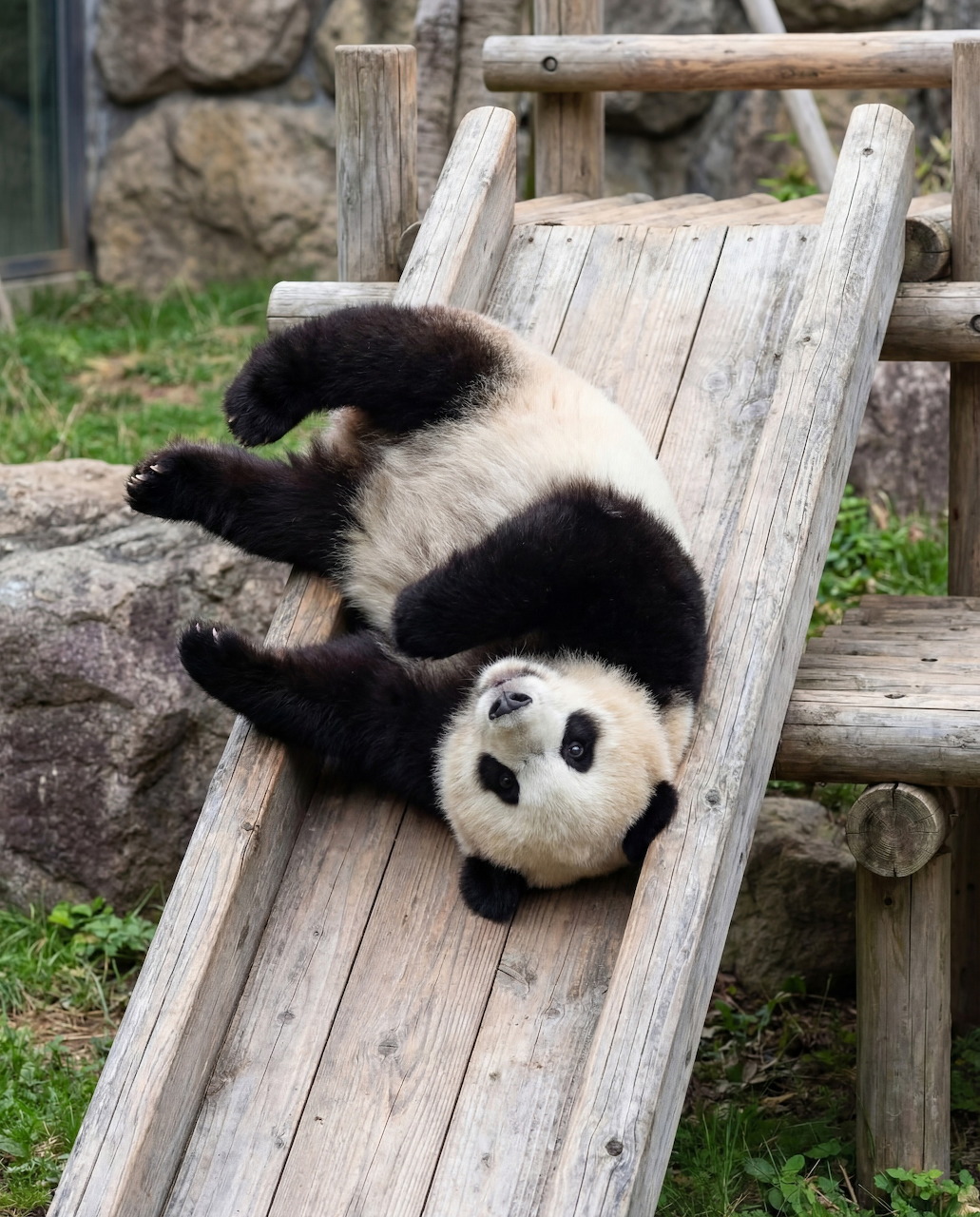 Baby Panda on Slide