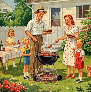 Vintage Family Barbecue