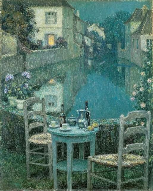 Henri Le Sidaner impressionist painting from 1921 with soft muted colors