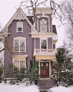 Purple Victorian House Winter