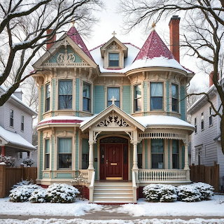 Victorian House Winter Snow