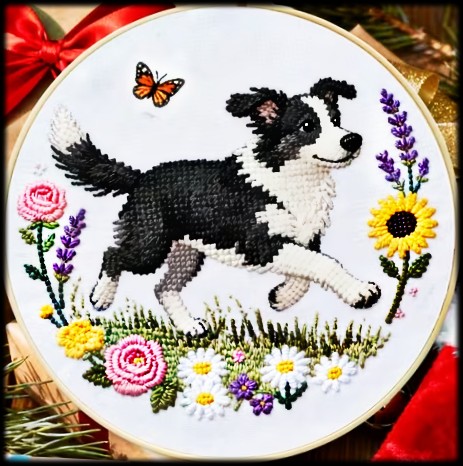 Border Collie Puppy Embroidery