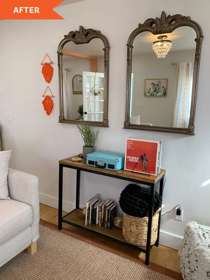 Two matching ornate mirrors arranged side by side as twin decor