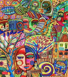 Colorful Folk Art Faces