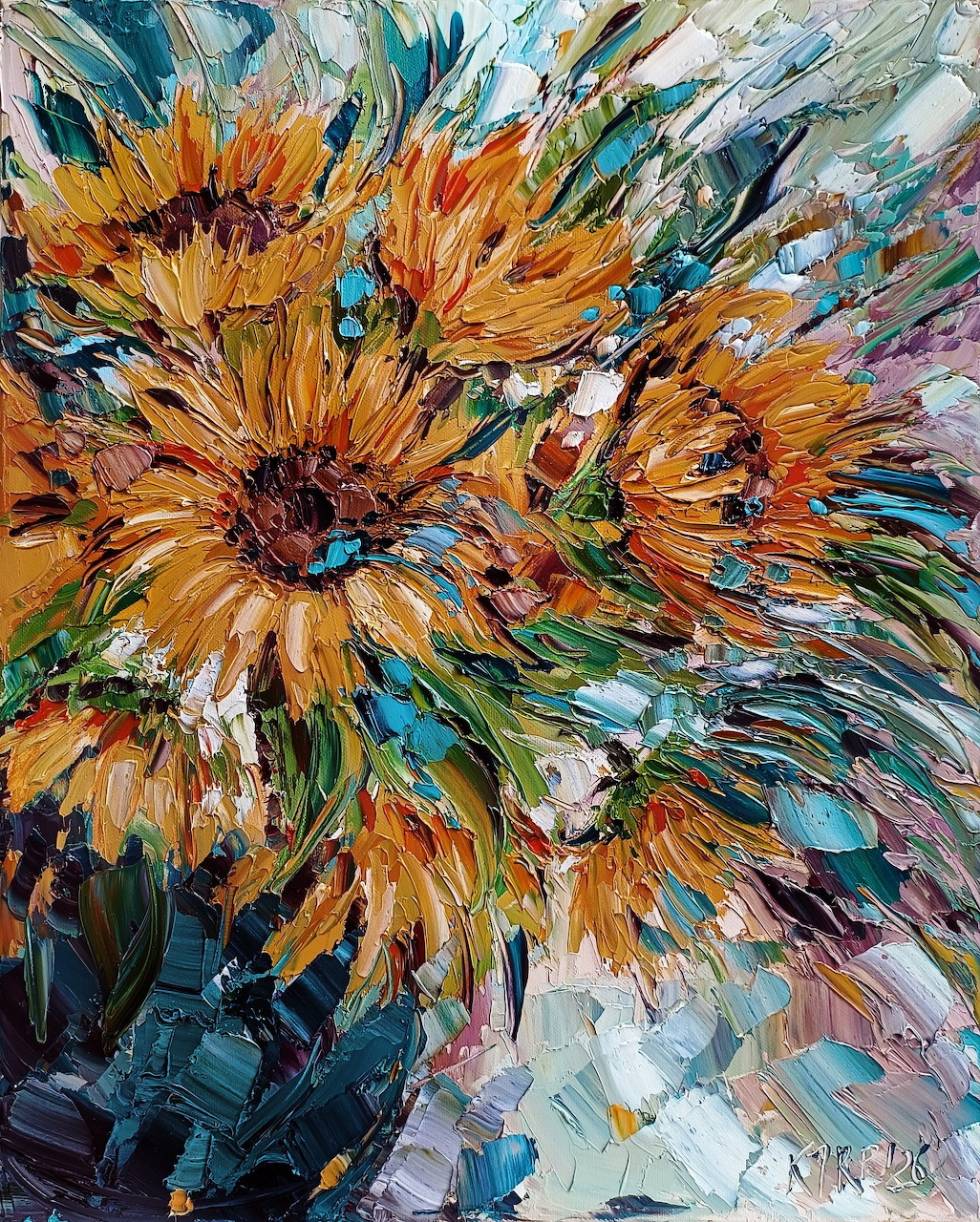 Sunflowers Oil Painting Impasto