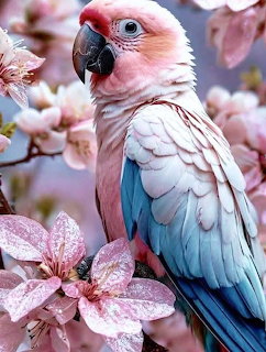 Pink Parot in Cherry Blossoms