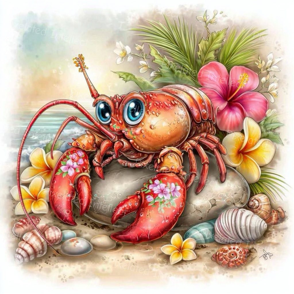 Cute Tropical Crab Illustration