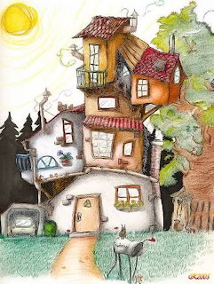 Whimsical Stacked Houses