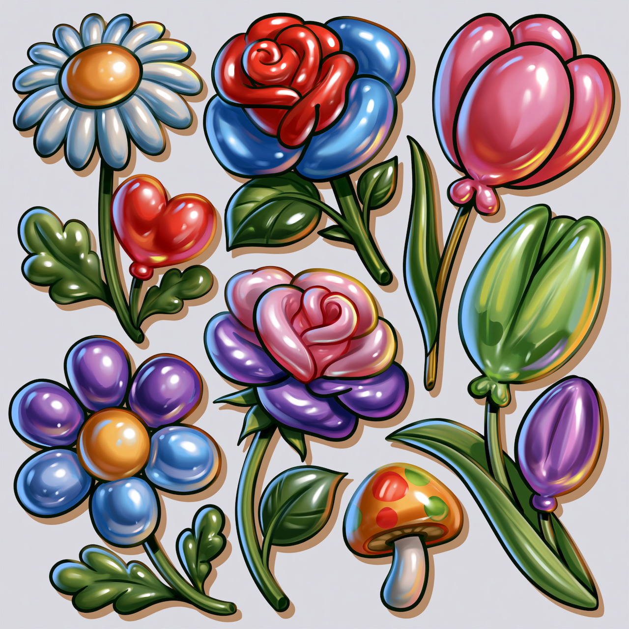 Glossy Flower Illustrations