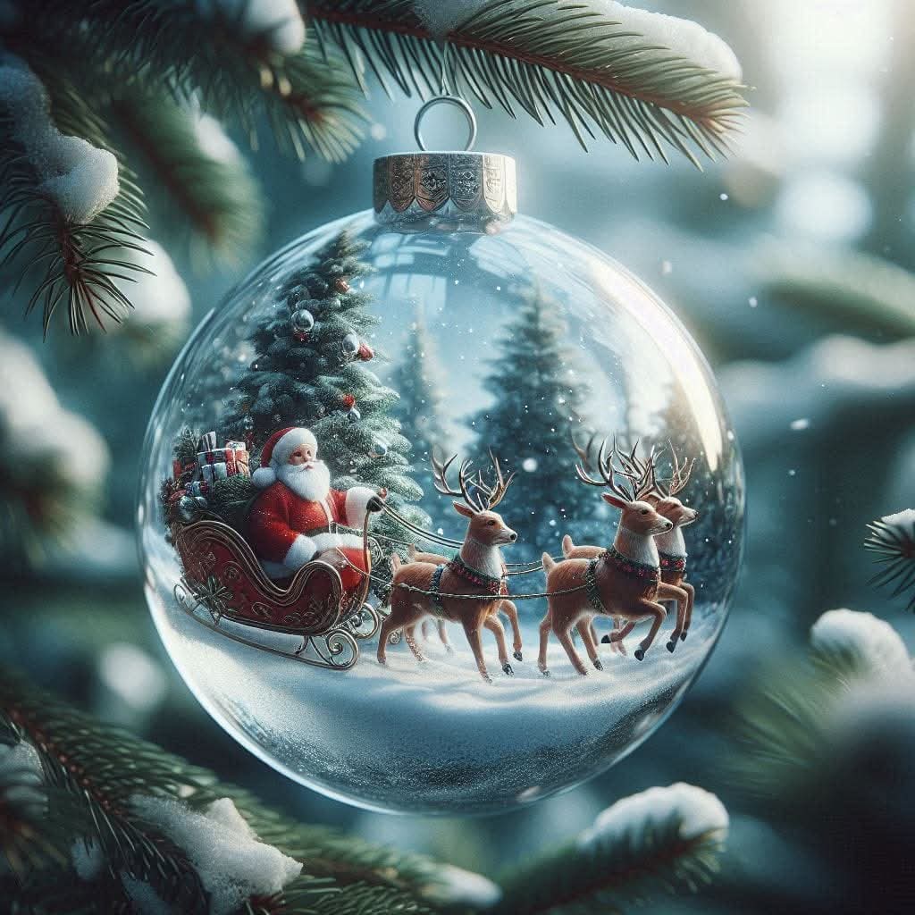 Christmas Glass Ornament Scene
