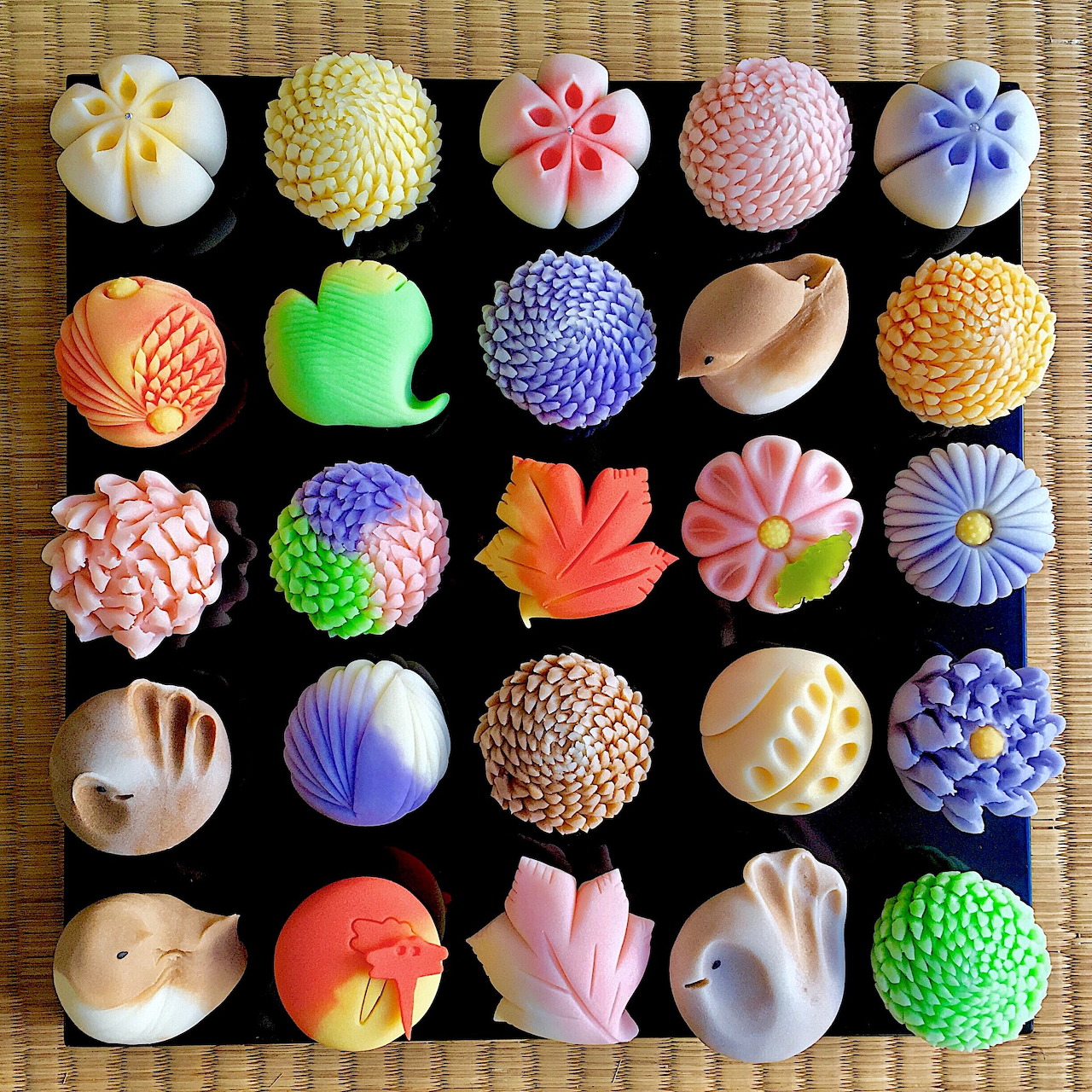 Japanese Wagashi Sweets Grid