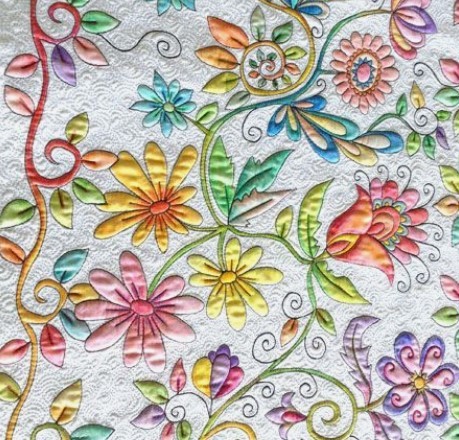 Floral Embroidered Quilt