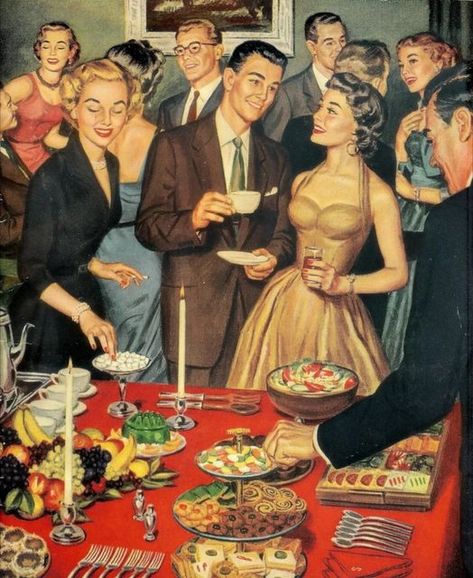 Vintage Cocktail Party Scene