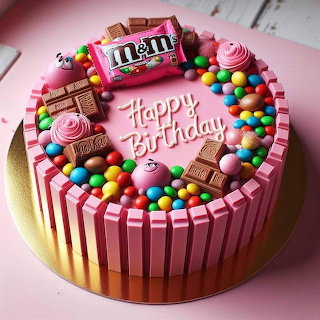 Birthday Cake with Candy Toppings