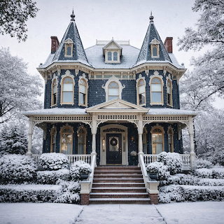 Victorian Mansion in Snow