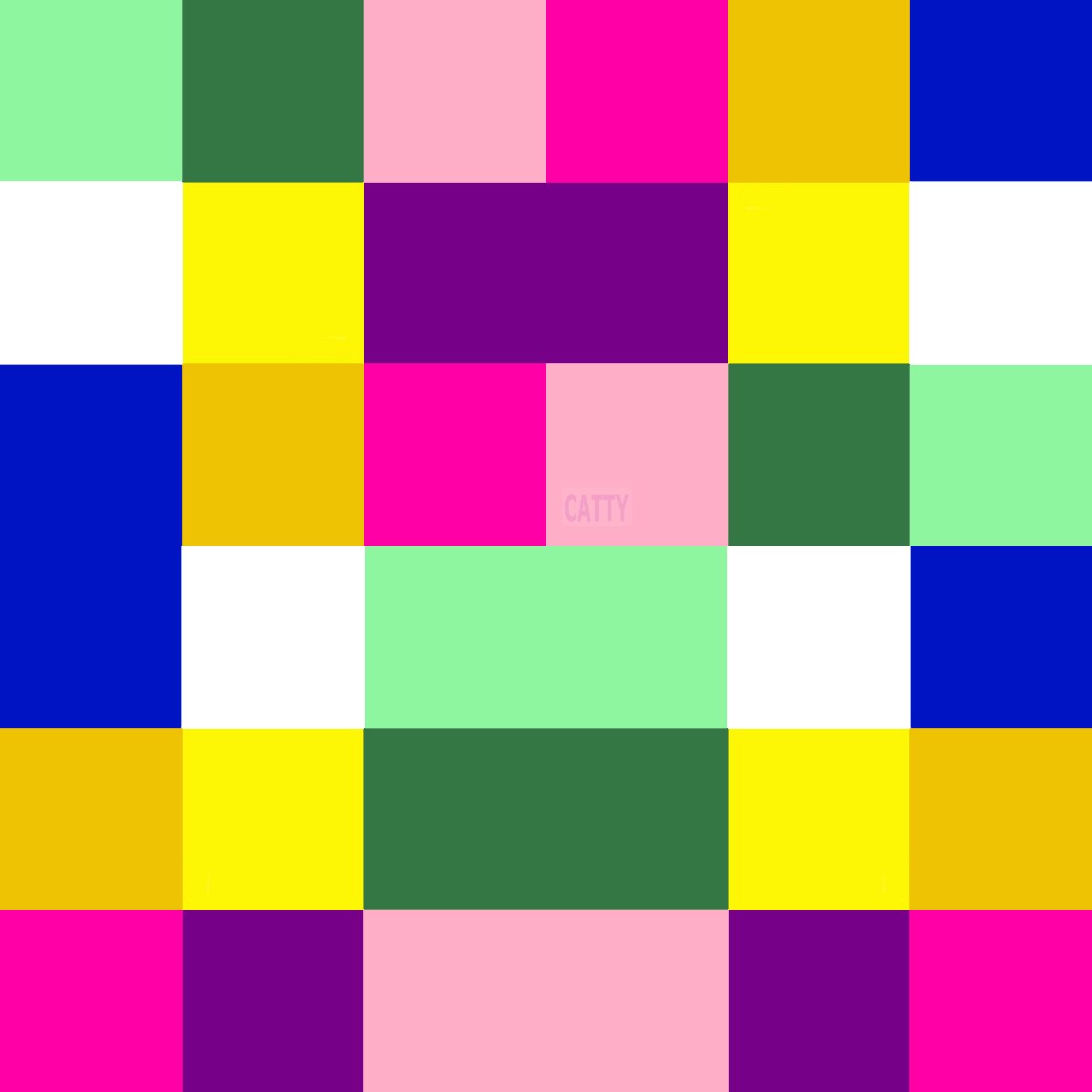 Abstract grid of bright colored squares in pink, yellow, blue, green, purple, and white