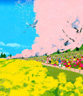 Yellow Flower Field Illustration