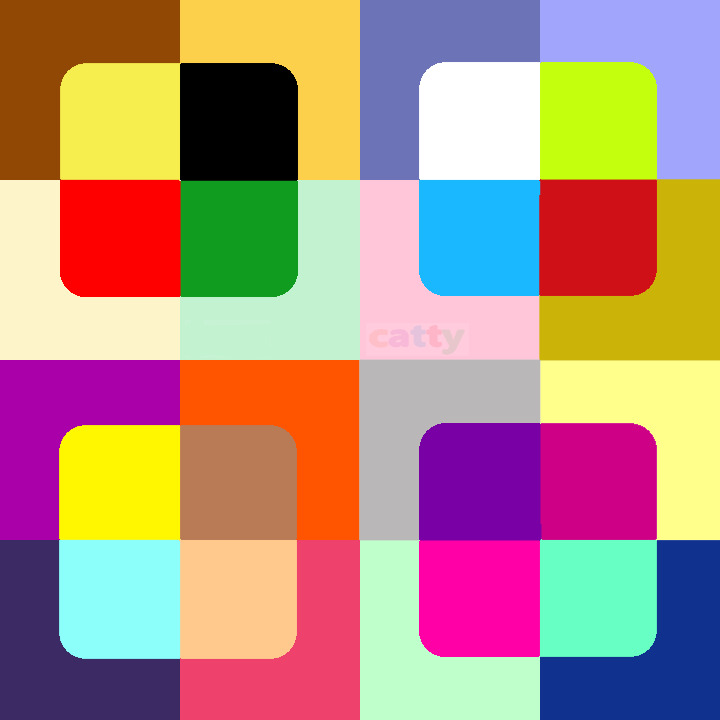 Grid of colorful rounded squares in various bright colors forming an abstract geometric pattern