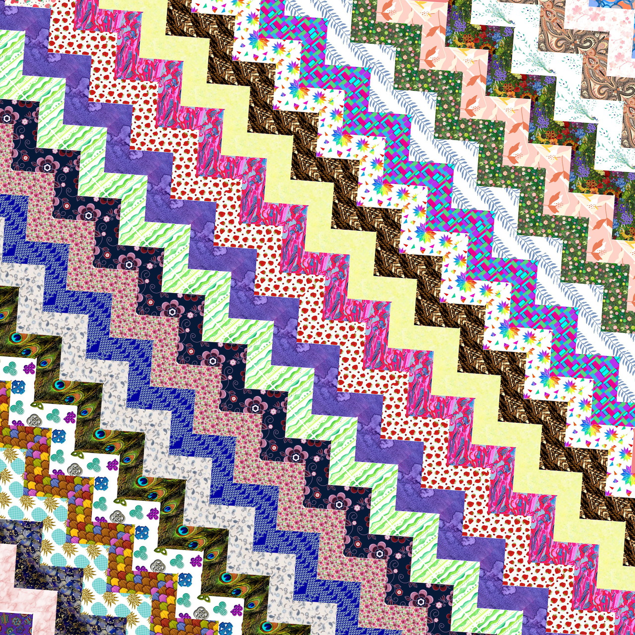 Colorful Zigzag Patchwork Quilt