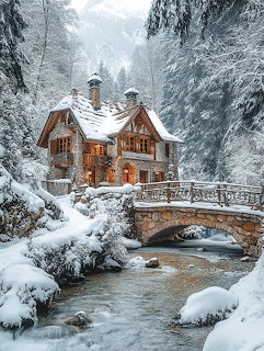 Winter Cottage in Snow