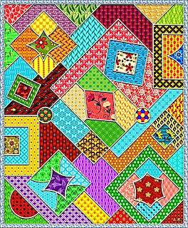 Colorful Geometric Patchwork Quilt