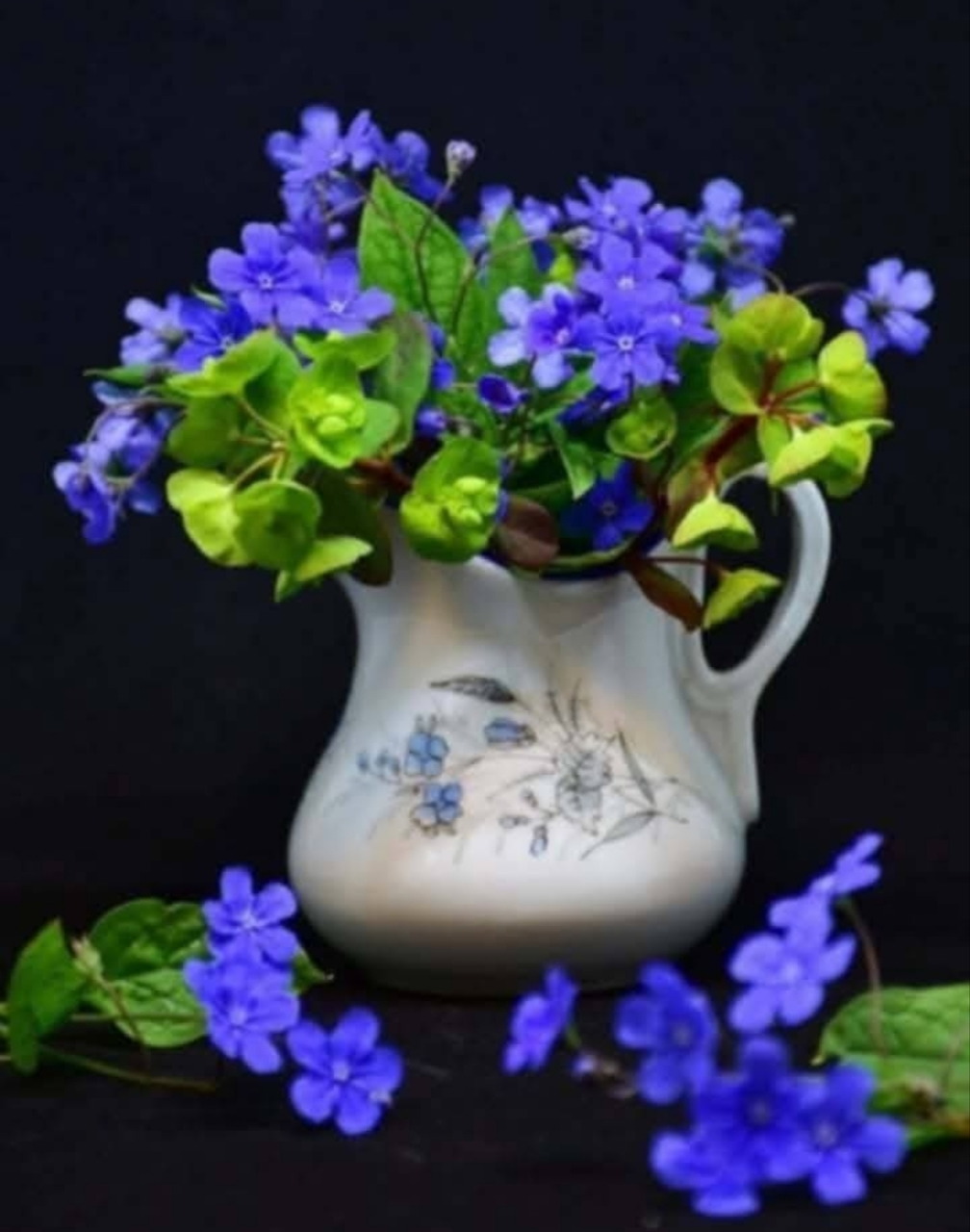 Blue Flowers in Vintage Pitcher