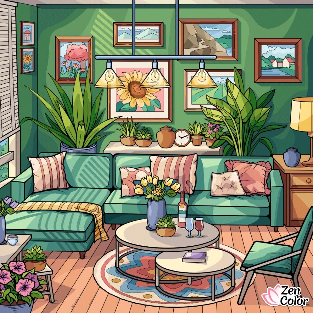 Green Living Room Interior