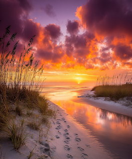 Beach Sunset with Dunes