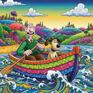 Cartoon Man and Dog