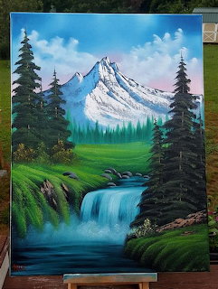 Mountain Waterfall Landscape Painting