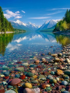 Colorful Lake Stones Mountains