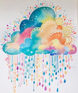 Watercolor Rainbow Clouds