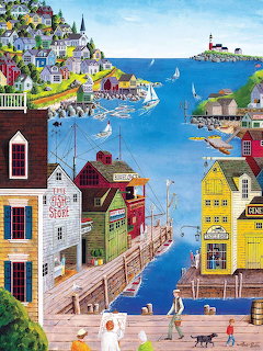 Colorful Coastal Harbor Town