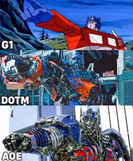 Collage of Optimus Prime shown in cartoon and movie-style robot artwork