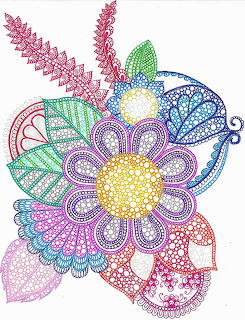 Colorful Zentangle Mandala Flower
